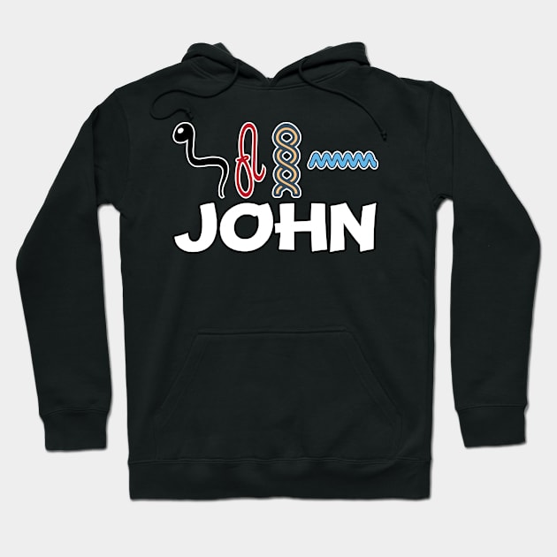 JOHN-American names in hieroglyphic letters-JOHN, name in a Pharaonic Khartouch-Hieroglyphic pharaonic names Hoodie by egygraphics